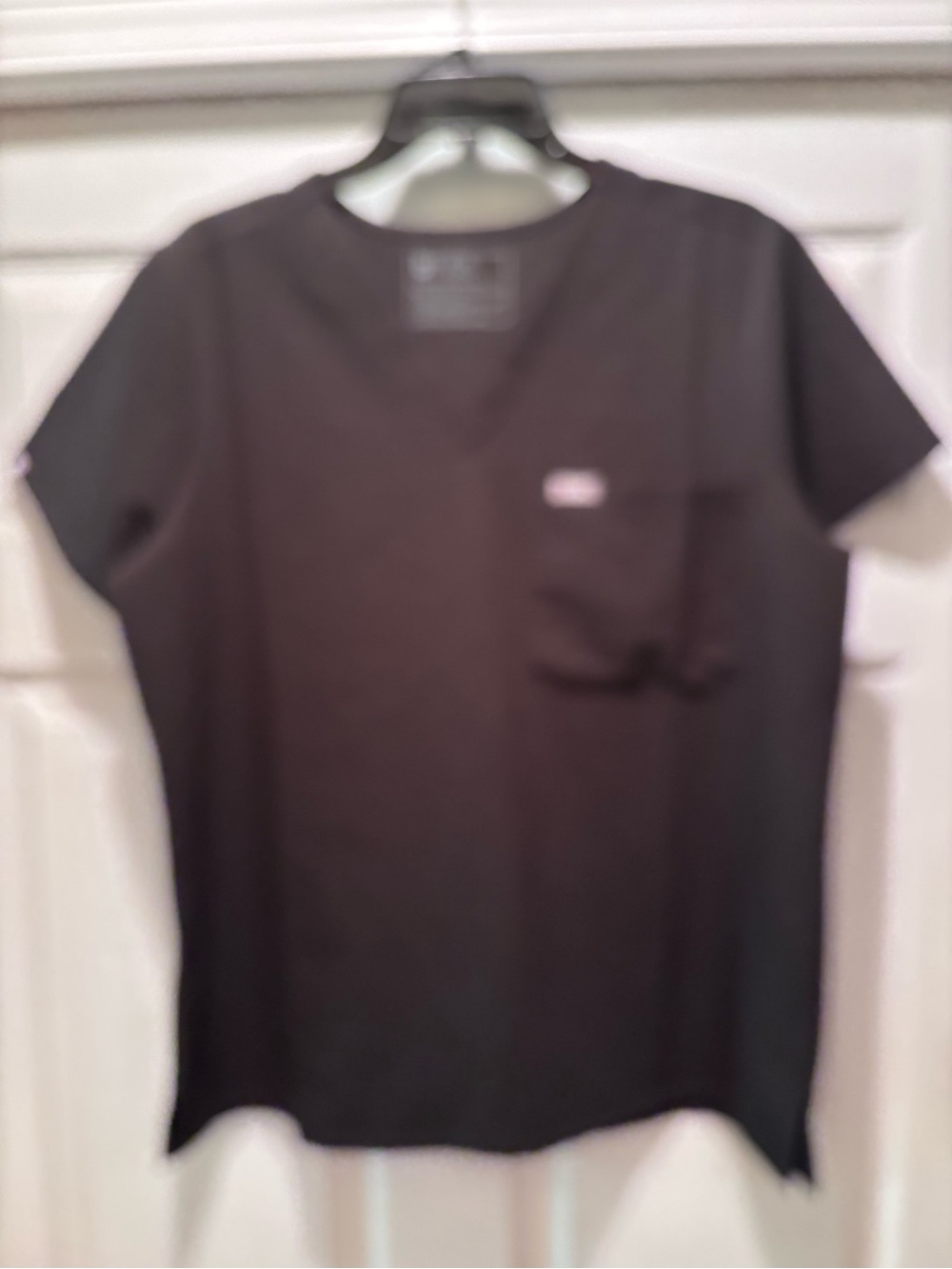 Figs Black Short Sleeve Pocket Crew Top